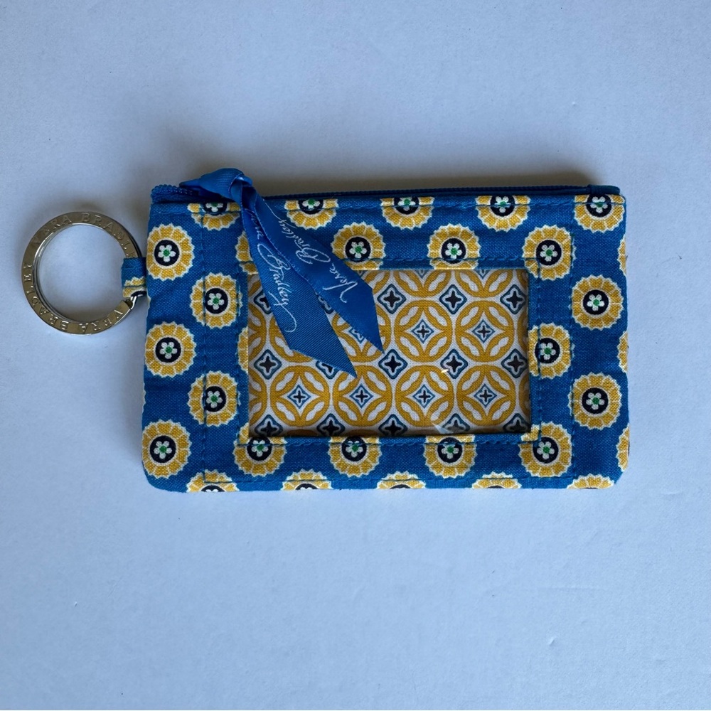 Vera Bradley Zip ID Case Retired Rare Riviera Blue Excellent Condition